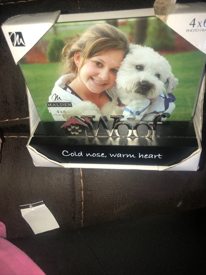 Marco de fotos Malden International Designs Woof madera negra plata escritorio 4x6 Foto 3 de 3