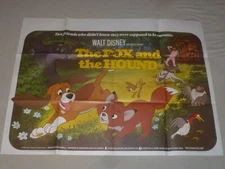 VINTAGE THE FOX & HOUND POSTER 1980 ORIGINAL RARE DISNEY PRODUCTIONS 30 X 40 UK 