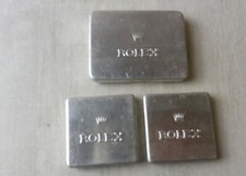Lot de 3 anciennes boîtes métalliques / en métal, pour accessoires, Rolex