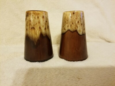 Vintage Drip Glaze Salt & Pepper USA Hull Brown Modern