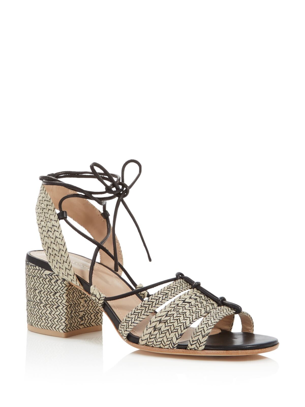Женские бежевые плетеные босоножки Amada с открытым носком на блочном каблуке POUR LA VICTOIRE 10