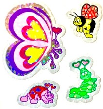  RARE  Glittery LOVE BUGS BUTTERFLY Sandylion Stickers- 1 square  VINTAGE 