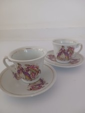 Vtg Children's Demitasse Ceramic 2 cups and their plates