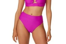 New Bar III NEON ORCHID High Rise High Leg Bikini Swim Bottom Size Large NWT