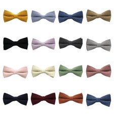 Men Cotton Plain Striped Bow Tie Wedding Party Groom Suit Tuxedo Shirt Bowtie