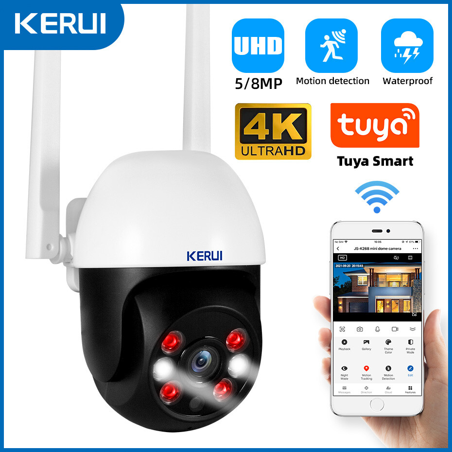 KERUI 5MP 8MP 4K PTZ WiFi IP Wireless Camera Tuya Smart Outdoor