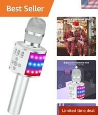 Bluetooth Wireless Karaoke Microphone with LED Lights,4-in-1 Portable Handhel...