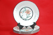Corelle TIGER LILY Salad Plates Set of 5 Swirled Orange Lily 7"