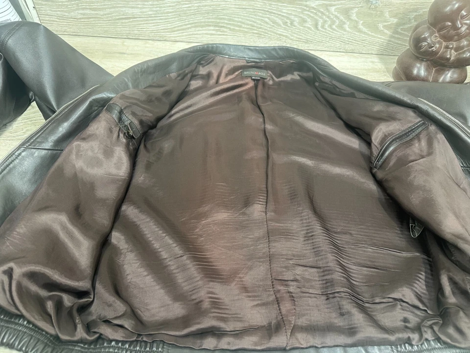 Bruno Magli * потрясающий мужской коричневый кожаная куртка размер 40 сделано в Италии - Изображение 4 из 4