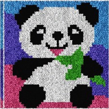 Panda's Playful Patchwork: DIY Latch Hook Kit - Vibrant Carpet Embroidery Set fo
