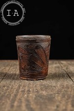 Vintage Embossed Leather Aztec Calendar Dice Cup