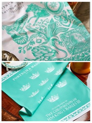 Fortnum Mason Tea Towels- Queen's Platinum Jubilee + Charles III Coronation