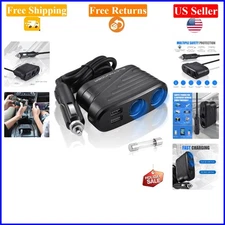 Quick Charge 3.0 Car Cigarette Lighter Splitter, 2 Sockets, 20W PD Type-C