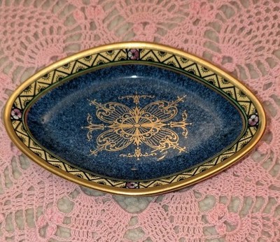 Mintons Byzantine Trinket Dish Blue Gold John Wadsworth Art Deco E4567 England