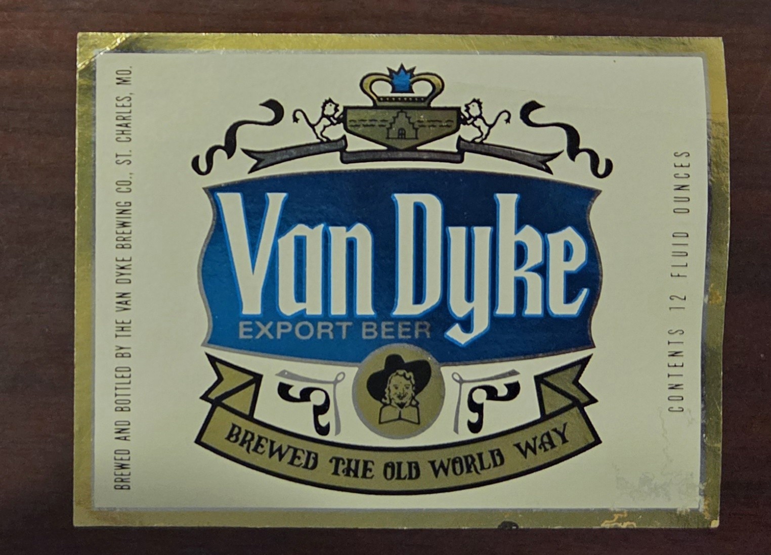 VAN DYKE EXPORT BEER label. Van Dyke Brewing Company St Charles Montana