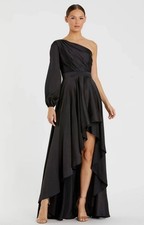 Mac Duggal 49141 One-Shoulder High-Low Satin Gown brand new w/tags