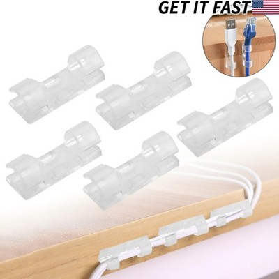 100Pcs Cable Clip Self-Adhesive Cord Management Wire Holder Organizer (0.38'')