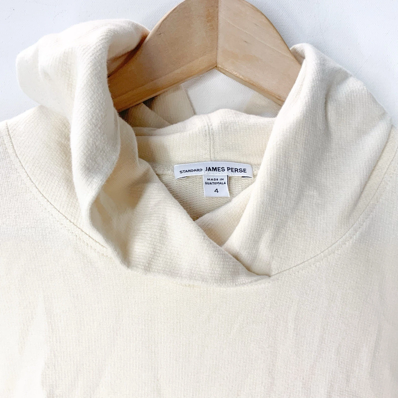 OFF WHITE James Perse maglione donna 4 grandi panna bianco sporco felpa con cappuccio casual