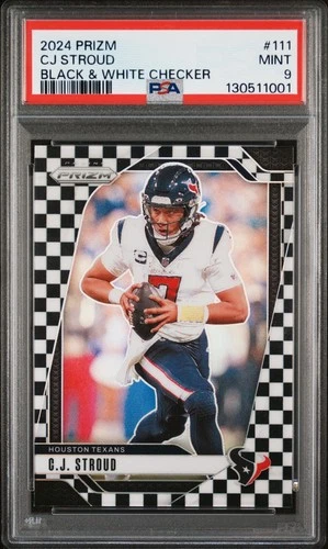 2024 PANINI PRIZM B&W CHECKER #111 CJ STROUD PSA 9