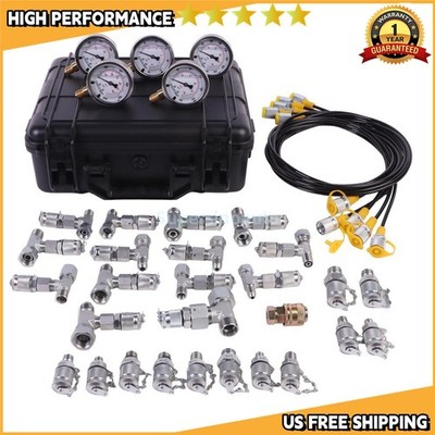 SINOCMP Hydraulic Pressure Test Kit w 5Gauge 5Test Hose 13Coupling 14Tee Fitting