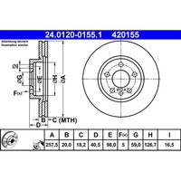 Bremsscheibe ATE 24.0120-0155.1 (2 Stk.) FüR CitroëN Fiat Peugeot Jumpy Scudo