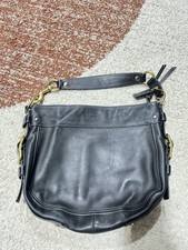 COACH Zoe Hobo Shoulder Bag Black Leather Handbag Gold Hardware 12671