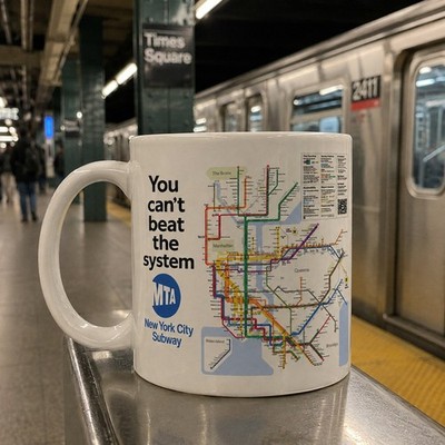 NYC Subway Map Coffee Mug   You Can't Beat the System   MTA Inspired 11oz