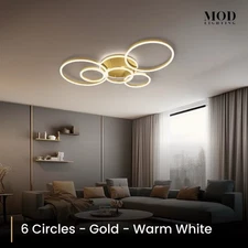 Mod lighting Chloe 6 Rings Modern LED Ceiling Light Fixture 3000k READ