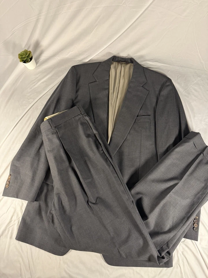 Lot Of 4 - Paul Stuart Suits 44L Navy Grey Brown Silk Wool Sports Coats Blazers - Image 2 of 4