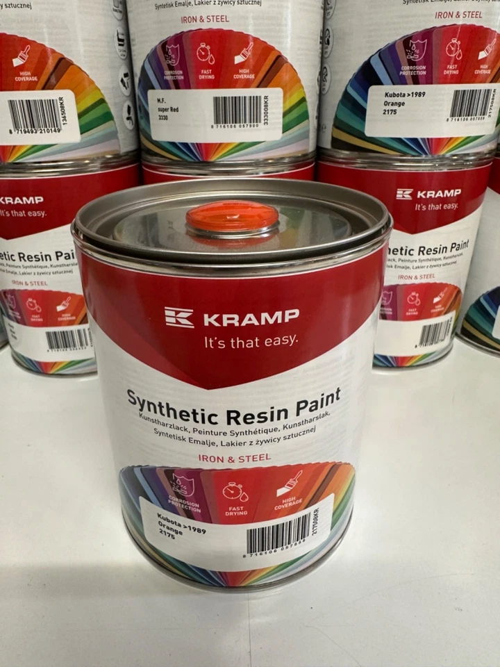 KRAMP Kubota Orange Synthetic Paint, 1L Excavator Digger Machine Paint Touch up
