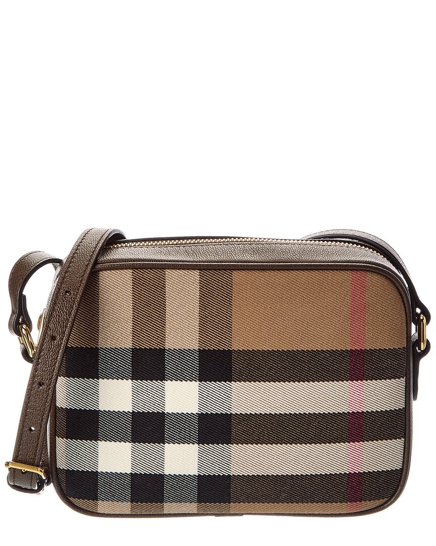 Burberry Small Check Canvas & Leather Camera Bag Women's | eBay