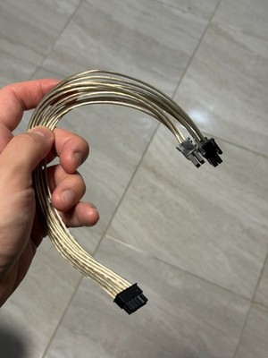 12VHPWR to 2x8 Pin GPU PSU Cable 12in Silver Unsleeved Corsair Type 4 Compatible