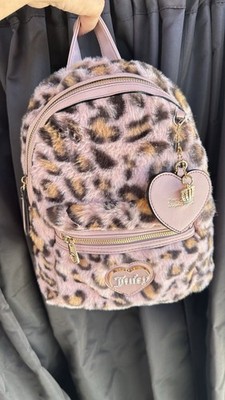 Juicy Warm Up Leopard Cheetah Faux Fur Backpack Heart Crown  display picture 2