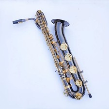 Sassofono Baritono Professionale Tubo Ottone Unico Nero Nichelato con Custodia