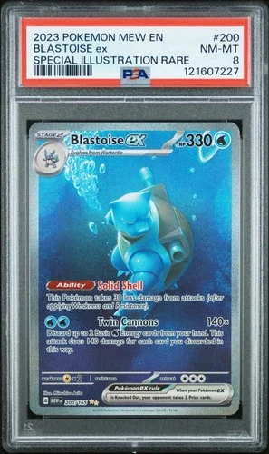 2023 POKEMON MEW EN-151 SPECIAL ILLUSTRATION RARE #200 BLASTOISE EX PSA 8
