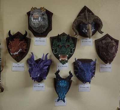 Dragon Head Trophies 3d printed hand painted
