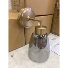 3-PACK Vcozar Glass Wall Lamp Round Base Modern Gold / Gray Wall Sconce, Smoked