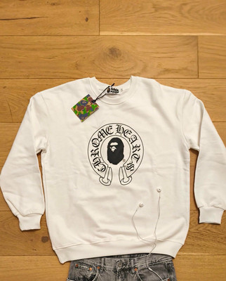 A Bathing Ape BAPE x Chrome Hearts Baby Milo Pullover Weiß M Rundhals Print
