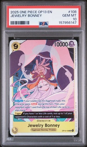 2025 ONE PIECE OP13-CARRYING ON HIS WILL #108 JEWELRY BONNEY PSA 10