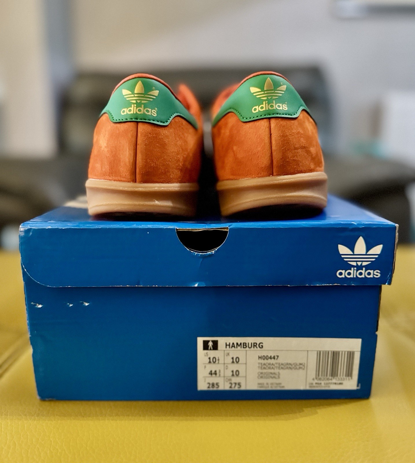 ❤️Brand New adidas Hamburg Originals Retro Trainers Orange Green UK Size 10❤️ image 7
