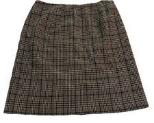 VTG Requirements Skirt Wool Blend Gray Plaid Straight Above Knee Lined 12 Womens