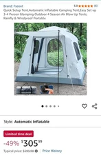 Automatic Inflatable Camping Tent,  3-4 Person, Rain And Windproof, Portable