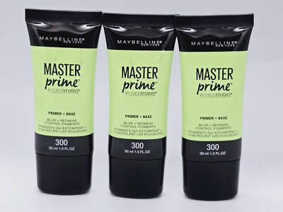 Maybelline Master Prime Blur & Redness Primer Base #300. QTY:3
