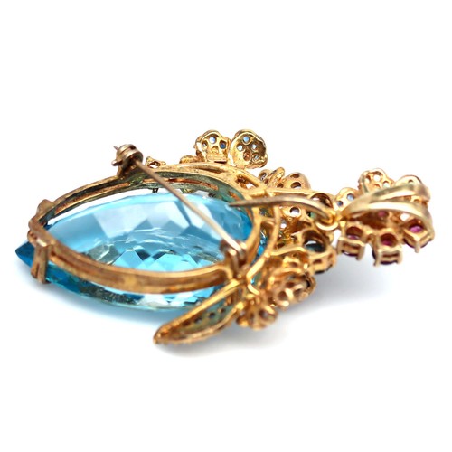 925 Plata Topacio Azul Cielo, Zafiro, Rodolita, Tanzanita, Tsavorite Broche / - Imagen 3 de 4
