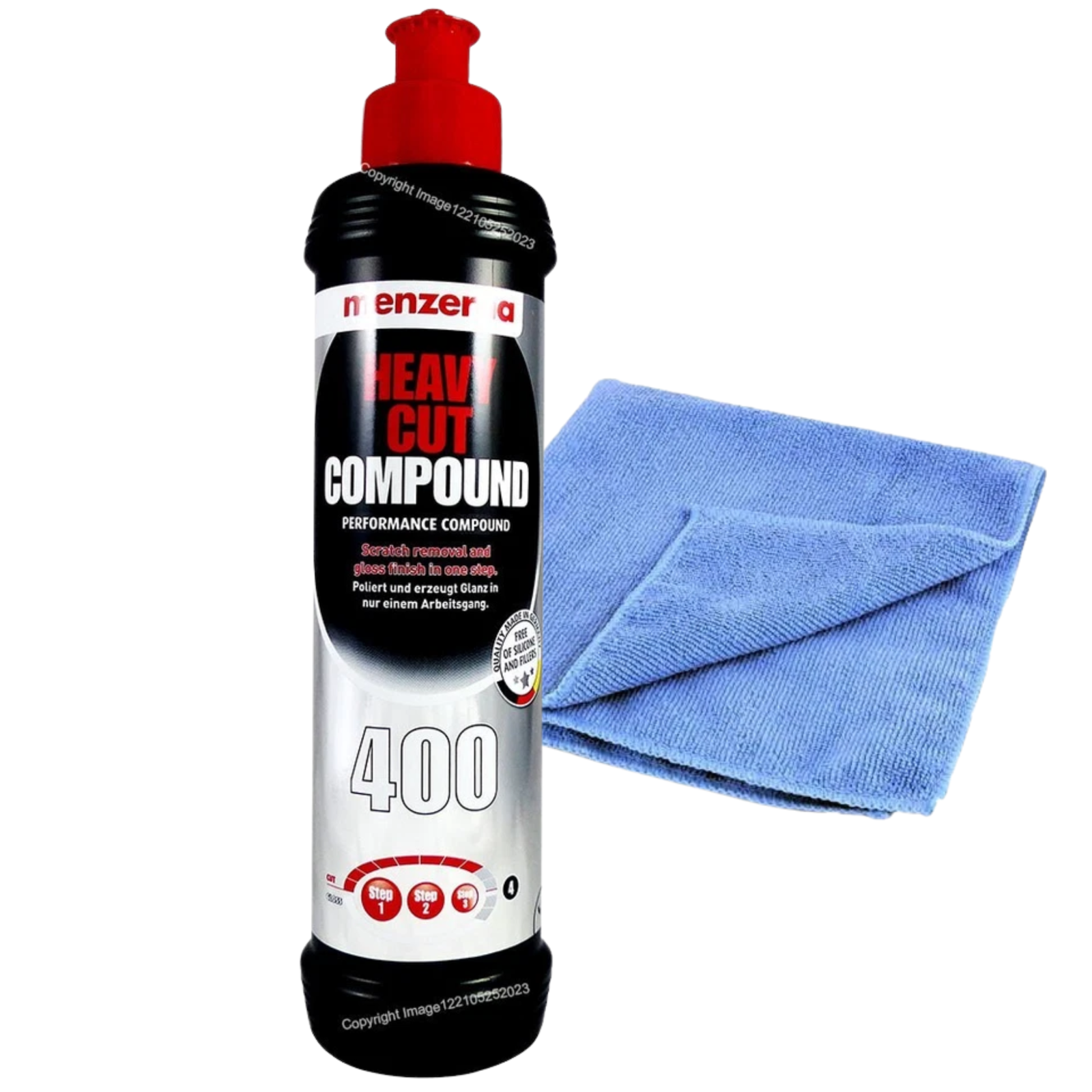 German Menzerna 400 Car Van Body Paint Heavy Cut Rubbing Compound. 250ml + Cloth