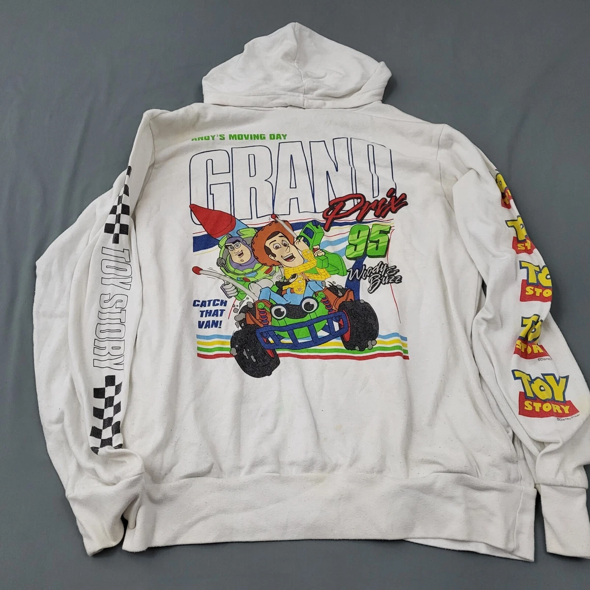 White toy store story hoodie