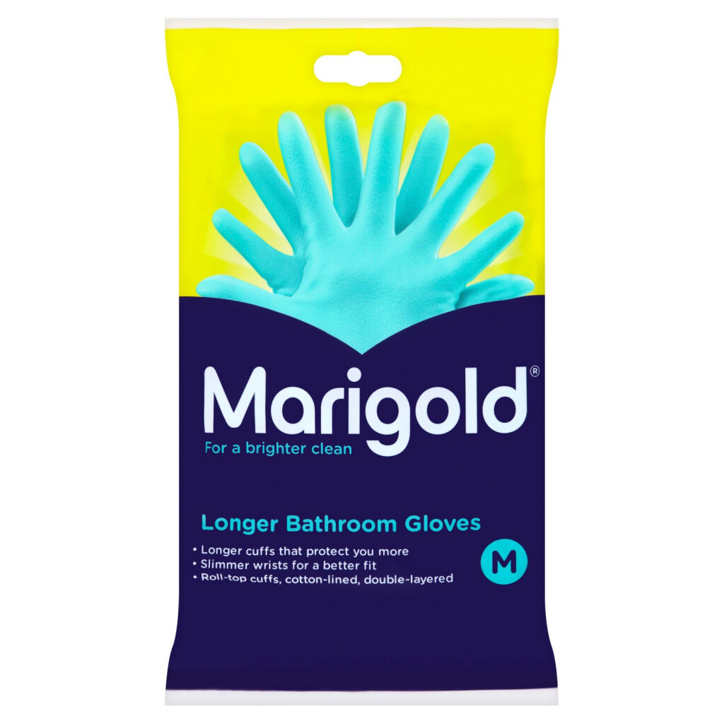 Marigold Longer Bathroom Rubber Cleaning Gloves - Medium