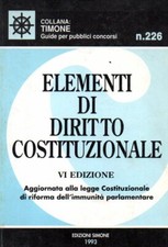 ELEMENTI DI DIRITTO COSTITUZIONALE VI Edizione Simone 1993 - guide concorsi