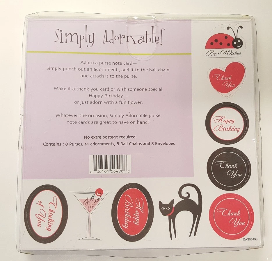 7 tarjetas y cadenas de monedero en blanco con forma de papelería simplemente adornable Foto 2 de 3