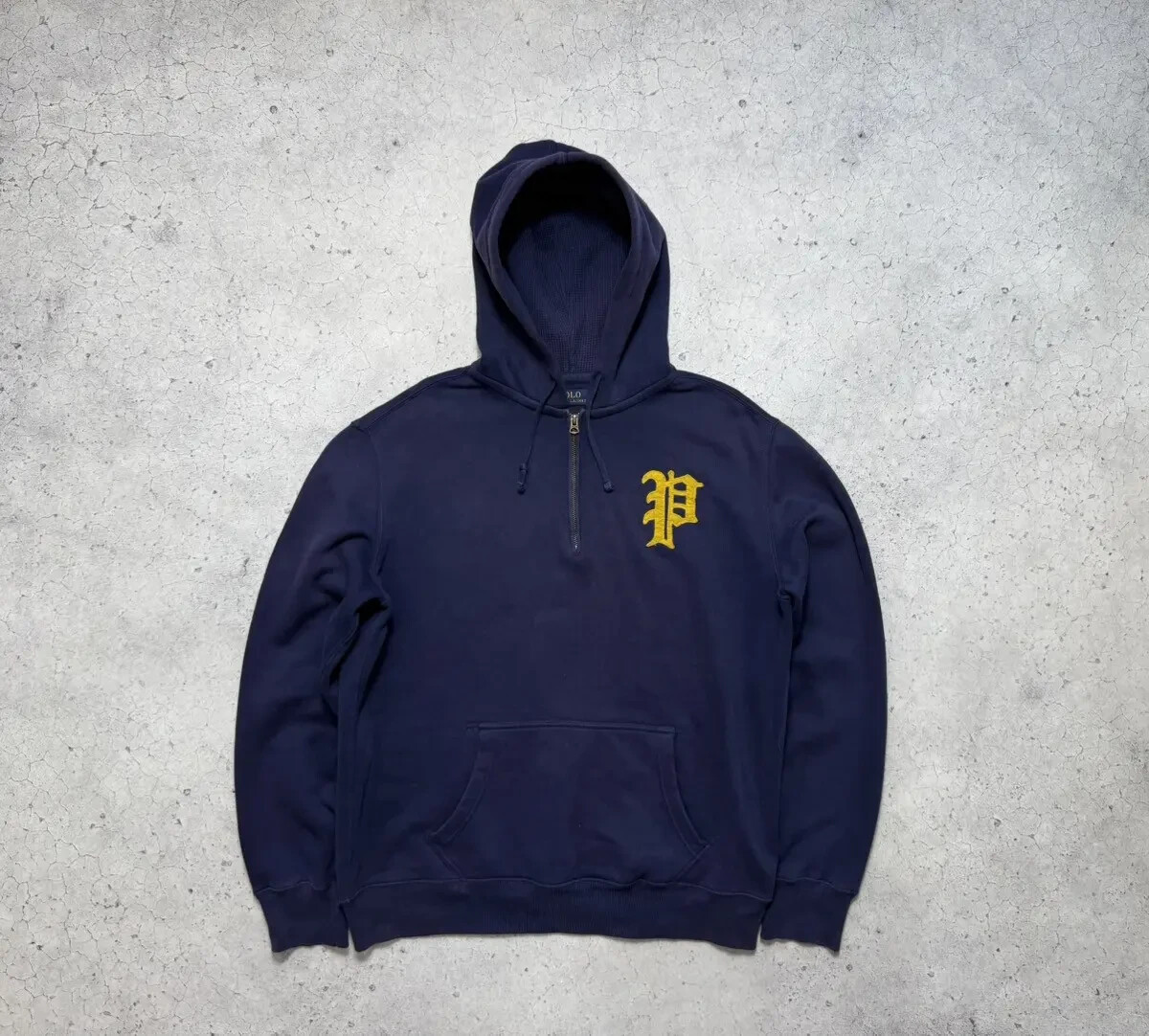 Polo Ralph Lauren Hoodie 1/4 Zip Big Logo Vintage Size L | eBay